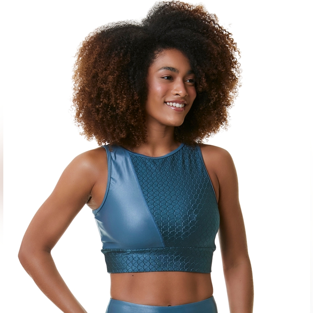 Stylish Teal Athletic Cropped Top Booming